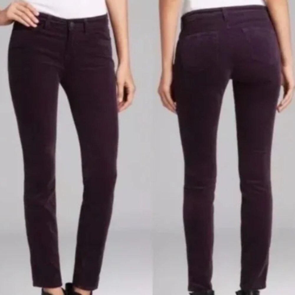 J Brand Skinny Pants in Deep Plum